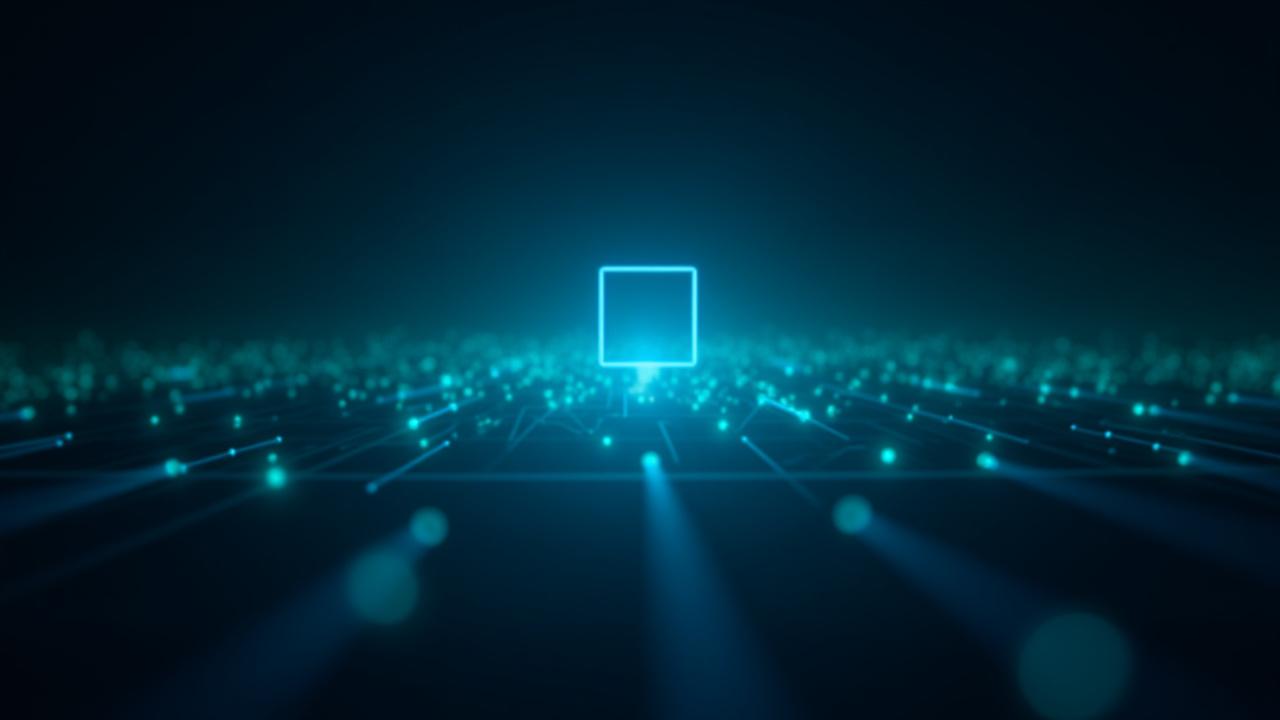 Abstract cyber-security visualization with quantum patterns protecting digital assets